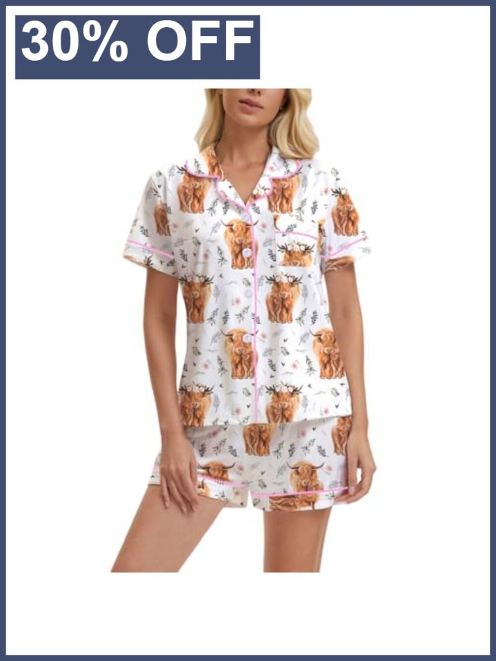 Women's Pajama Set Button Down Top & Shorts Milk Silk Sleepwear